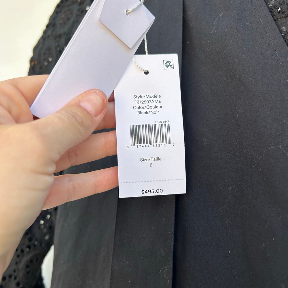 New Derek Lam 10 Crosby Black Eyelet Lace Belted Mini Dress Small 2 Chic - Picture 8 of 11